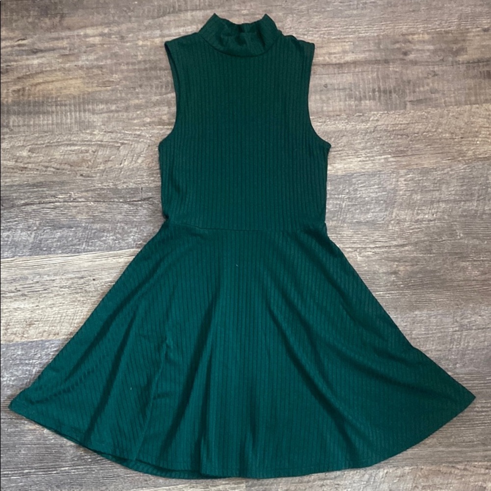 Green Turtle Neck Dress